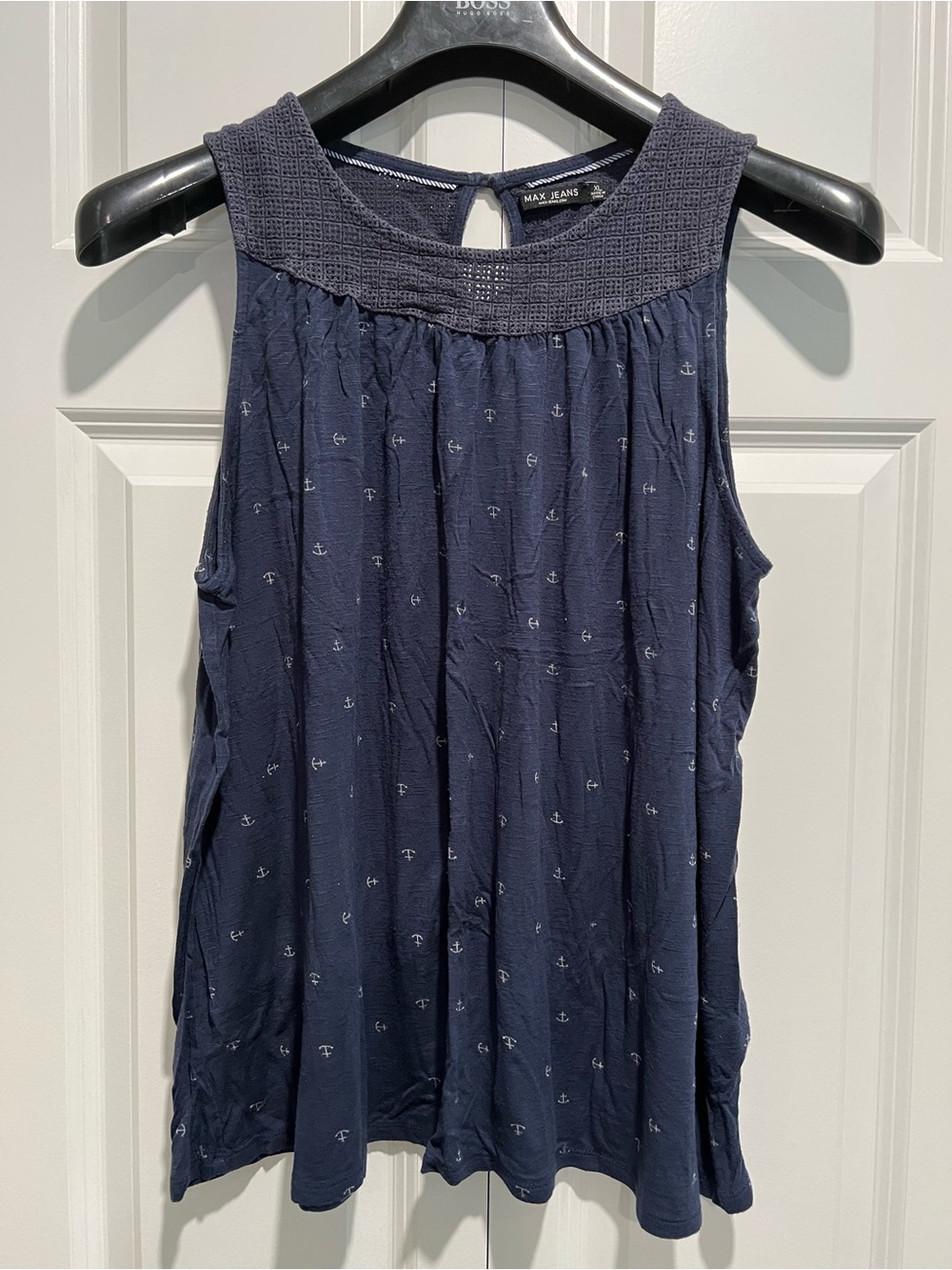 Max Jeans Navy Anchor-Print Sleeveless Tank